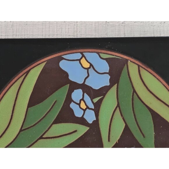 Besheer Decorative Tile Trivet With Blue Floral Design - Picture 3 of 6